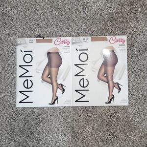 2 2-Pks(4 Pairs) MeMoi Womens Size 3X-4X Nude Satin Sheer Control Top Pantyhose